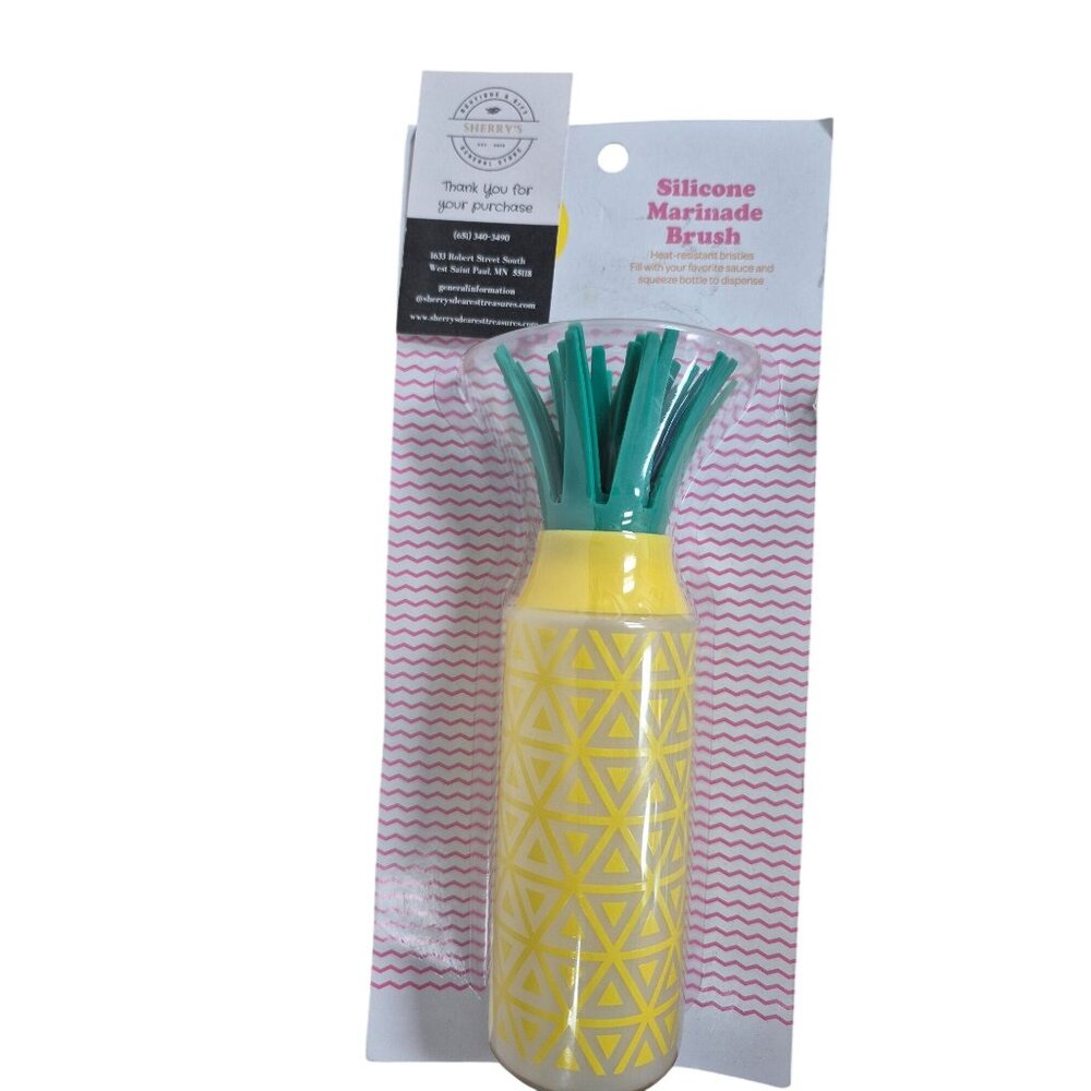 Silicone Pineapple-Style Marinade Brush With Flexible Bristles & Yellow Geometri